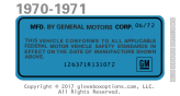 picture photo 1971 gm general motors car door certification 1970 1971 1972 1973 1974 1975 gm part 3975433 blue door jam chevrolet camaro chevelle malibu corvette impact printer printed reproduction