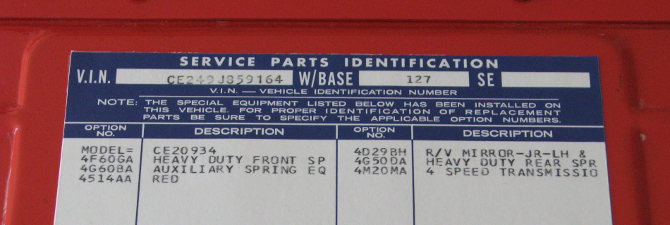 gloveboxoptions custom impact printer printed general motors gm spid service parts identification label