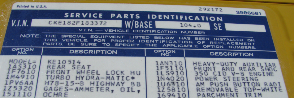 gloveboxoptions custom impact printer printed general motors gm spid service parts identification label