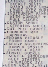 GM General Motors impact printer printout sample