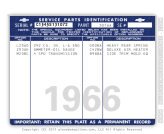 picture photo gm general motors pickup spid service parts identification label 1966 chevrolet gmc gm part number 3887828 impact printer printed