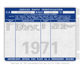 picture photo gm general motors pickup spid service parts identification label 1970 1971 1972 chevrolet gmc gm part number 3933880 3986681 impact printer printed