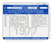 picture gm general motors pickup spid service parts identification label 1977 chevrolet gmc gm part number 342933 impact printer printed