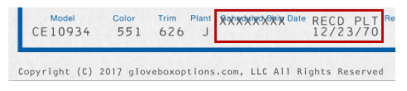 Window Sticker CO-217 Received At Plant XXXXXXXX modification
